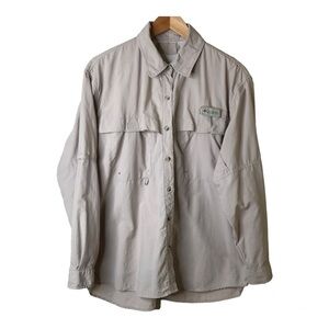 Columbia Mens Omni Shade Vented Shirt‎ Khaki Tan See Measurements For Size Flaws